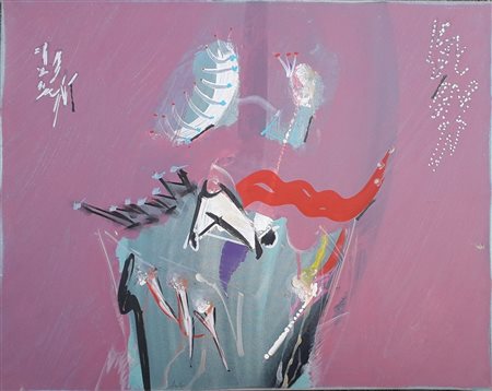 DANGELO SERGIO Milano (Mi) 1932 Imbandita per le mantidi Olio su tela...