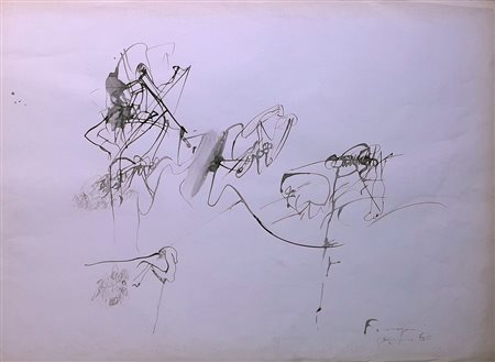 ROMAGNONI BEPI Milano (Mi) 1930 Senza titolo 1960 China su carta 48,00x66,00...