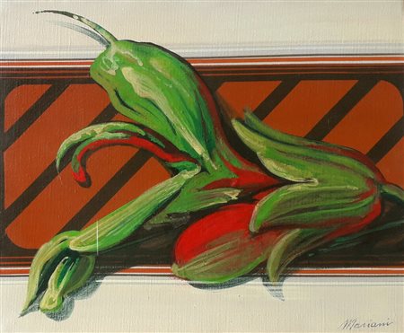 MARIANI UMBERTO Milano (Mi) 1936 Fiore di malva 1968 Olio su tela 25,00x30,00...