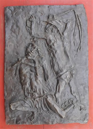 MINGUZZI LUCIANO Bologna (Bo) 1930 Figure 1977 Bassorilievo in bronzo...