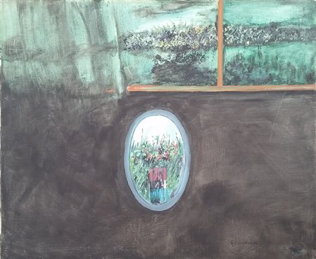 BANCHIERI GIUSEPPE Milano (Mi) 1927 Piccolo specchio 1974 Olio su tela...