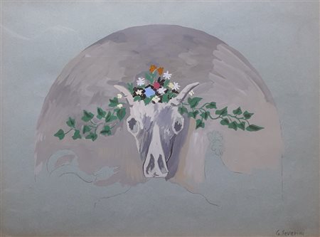 SEVERINI GINO Cortona (Arezzo) 1883 Bucranio 1937 Tempera su carta...