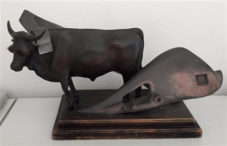 TRUBBIANI VALERIANO Macerata (Mc) 1937 Scena rurale 1981 Bronzo e alluminio...