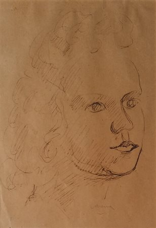 CARENA FELICE Cumiana (To) 1879 Volto di donna 1959 China su carta...