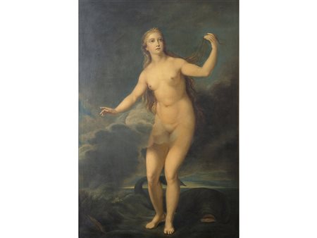 Scuola francese inizio XIX secolo Venere Anadiomene Olio su tela Senza...