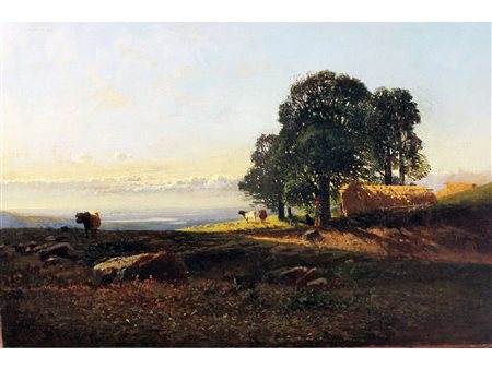Guido Ricci (Casorate Primo 1836 - Gurone 1897) Paesaggio Olio su tela Misure...