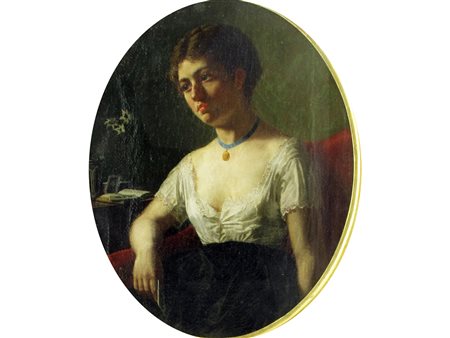 Luigi da Rios (Ceneda 1844–Venezia 1892) Ritratto di ragazza Olio su tela...
