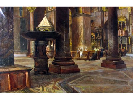 Enrico Sorio (Verona 1838-Milano 1909) Interno della cattedrale di San Marco...