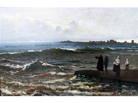 Anonimo (XIX secolo) Porto san Felice a Chioggia Olio su tavola Misure...