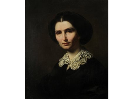 Giulio Carlini (Venezia 1830-1887) Coppia di ritratti Olio su tela Uno...