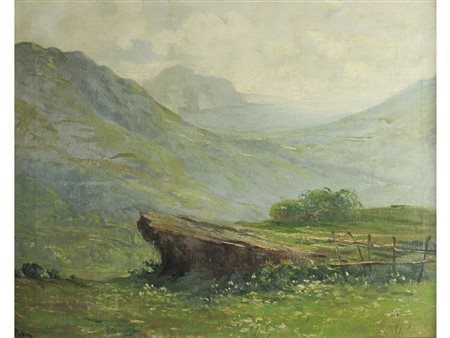 Luigi Clara (Torino ante 1875-Genova 1925) Paesaggio montano Olio su tela...