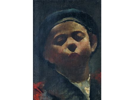 Firma illeggibile (XIX secolo) Monello Olio su tela Misure 34x24 cm