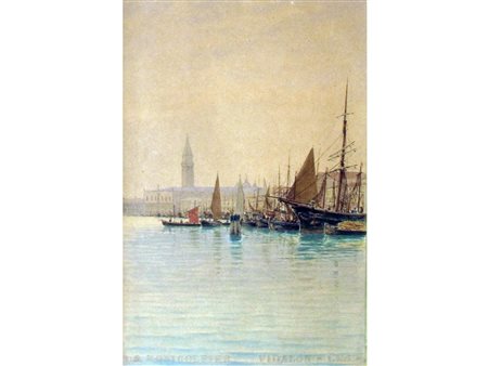Piero Galter (Venezia 1840-1901) Venezia Acquarello su carta Firmato Misure...