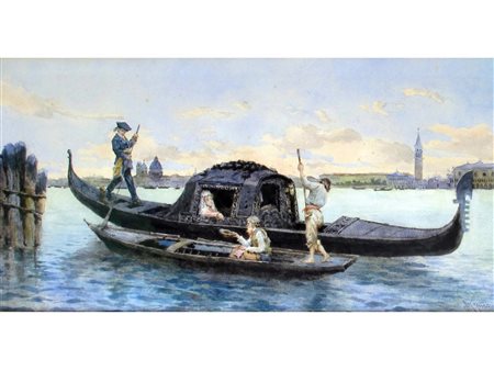 Nazareno Cipriani (Roma 1843-1923) L'Elemosina Acquarello su carta Firmato...