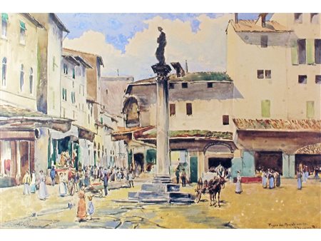 Alfonso Holländer (Ratisbona 1845-Firenze 1923) Piazza del mercato vecchio....