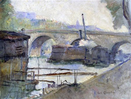 Carlo Cherubini (Ancona 1897-Venezia 1978) Parigi Olio su tela Firmato Misure...