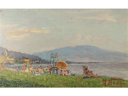 Arturo Verni (Brescia 1891-1960) Rimbalzello Olio su tavoletta Firmato Misure...