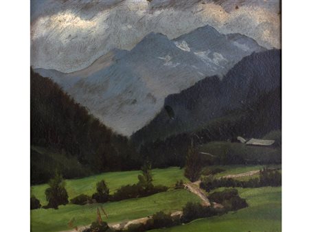 Ottorino Garosio (Vestone 1904-1980) Paesaggio Olio su tavola Firmato Misure...