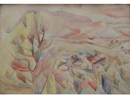 Leonardo Dudreville (Venezia 1885- Ghiffa 1976) Paesaggio Futurista...