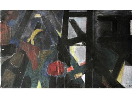 Josef Kien (1903-1985) Composizione Olio su tela Firmato Misure 60x100 cm