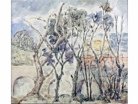 Augusto Gardini (Tirano 1896-?) Paesaggio Acquarello su carta Firmato Misure...