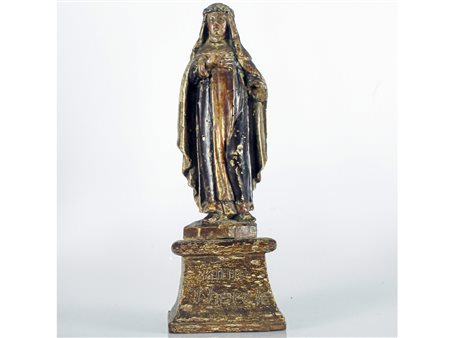 Scuola francese (XVII secolo) Santa Teresa Legno policromo Altezza 23 cm