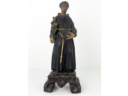 Scuola lombarda (XVII secolo) Sant'Antonio Abate Legno policromo Altezza 35 cm