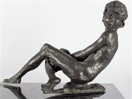 Augusto Murer (Falcade 1922-Padova 1985) Bambino Bronzo Firmato Base in marmo...