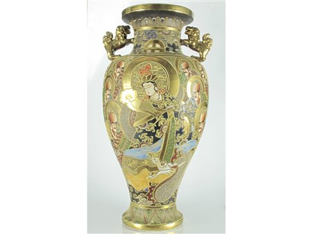 Coppia di vasi Satzuma Ceramica Perfette condizioni Altezza 62.5 cm