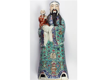 Cina (XIX secolo) Dignitario Porcellana Altezza 56 cm