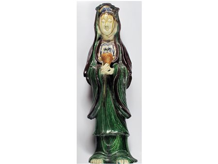 Cina (XVIII-XIX secolo) Divinità Porcellana Altezza 69 cm