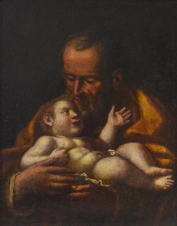 Giovanni Domenico Ferrucci SAN GIUSEPPE CON IL BAMBINO olio su tela, cm...