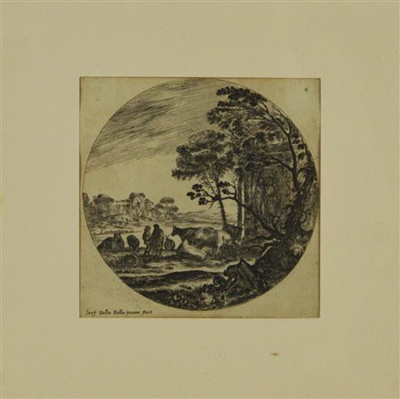 Da Stefano della Bella VEDUTE 12 acqueforti, diametro cm 12,5, foglio cm...