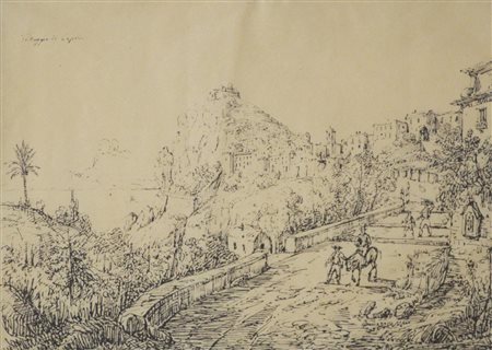Scuola Napoletana del XIX secolo VILLAGGIO DI CAPRI litografia su carta, cm...