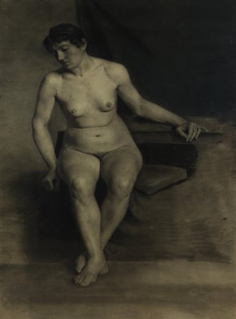 Scuola Francese del XIX secolo NUDO FEMMINILE matita e carboncino su carta,...