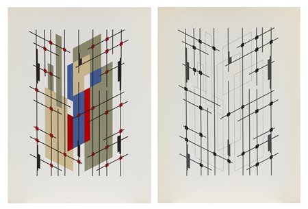 GALLI ALDO (1906 - 1981) - Cartella incompleta composta da n.2 fogli.Tre tempi visivi di una interstruttura.