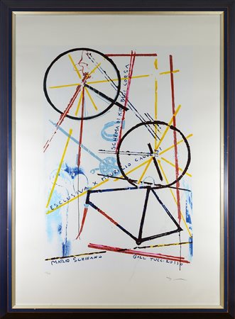 SCHIFANO MARIO (1934 - 1998) - Esclusiva per Maurizio Calvesi, schema di kit per bici da corsa.