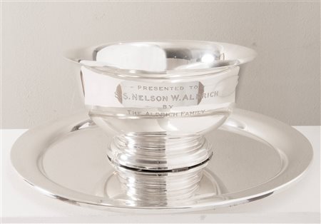 GORHAM – PAUL REVERE Importante glacette/centrotavola con piatto d’appoggio,...