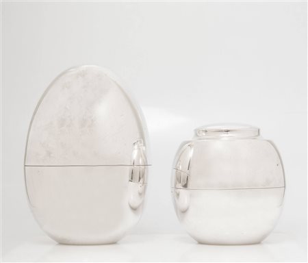 LINO SABATTINI Coppia di scatole ovali. La più grande del 1987, mentre la più...