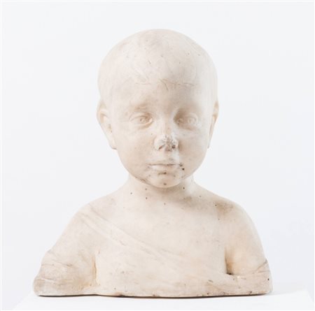 Busto di bambino in marmo. XIX secolo. Cm 26,5x26x9.
