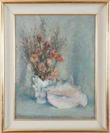 NORMA MASCELLANI (Bologna 1909- 2009) “Fiori e conchiglie”, 1977. Olio su...