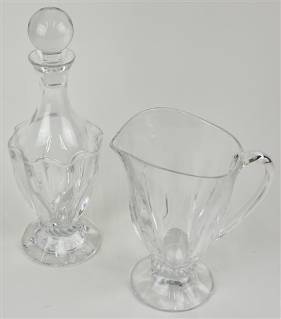 LOTTO COMPOSTO DA CARAFFA E BOTTIGLIA CON TAPPO IN CRISTALLO h cm 34 e 22