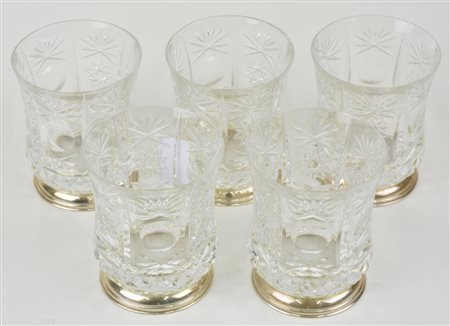 LOTTO COMPOSTO DA 5 BICCHIERI IN VETRO ad imitazione cristallo di Boemia con...