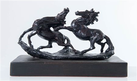 Aligi Sassu (Milano 1912 – Pollença 2000), “Due cavalli”.