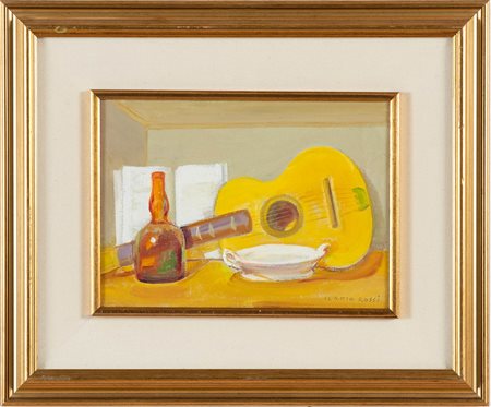 Ilario Rossi (Bologna 1911 – 1994), “Natura morta con chitarra”.