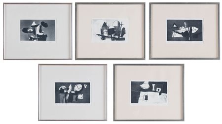 Afro Basaldella (Udine 1912 - Zurigo 1976), 'Campiello I, II, III, IV, V', 1970.