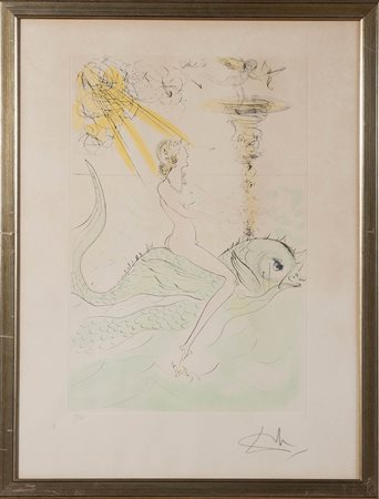Salvador Dalì (Figueres 1904 - 1989), “La siréne et le dauphin”, 1971.