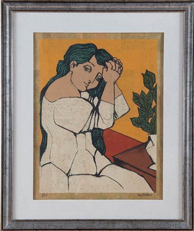 Domenico Cantatore (Ruvo di Puglia 1906 - Parigi 1998), 'Figura femminile'.