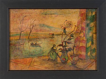Sandro Parmeggiani (Milano 1910 - 2004), “Davanzale sul Reno”.