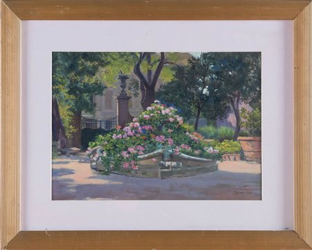 Carlo Montani (Saluzzo 1868 – Roma 1936), ”Villa Cybo a Castel Gandolfo”, 1921.